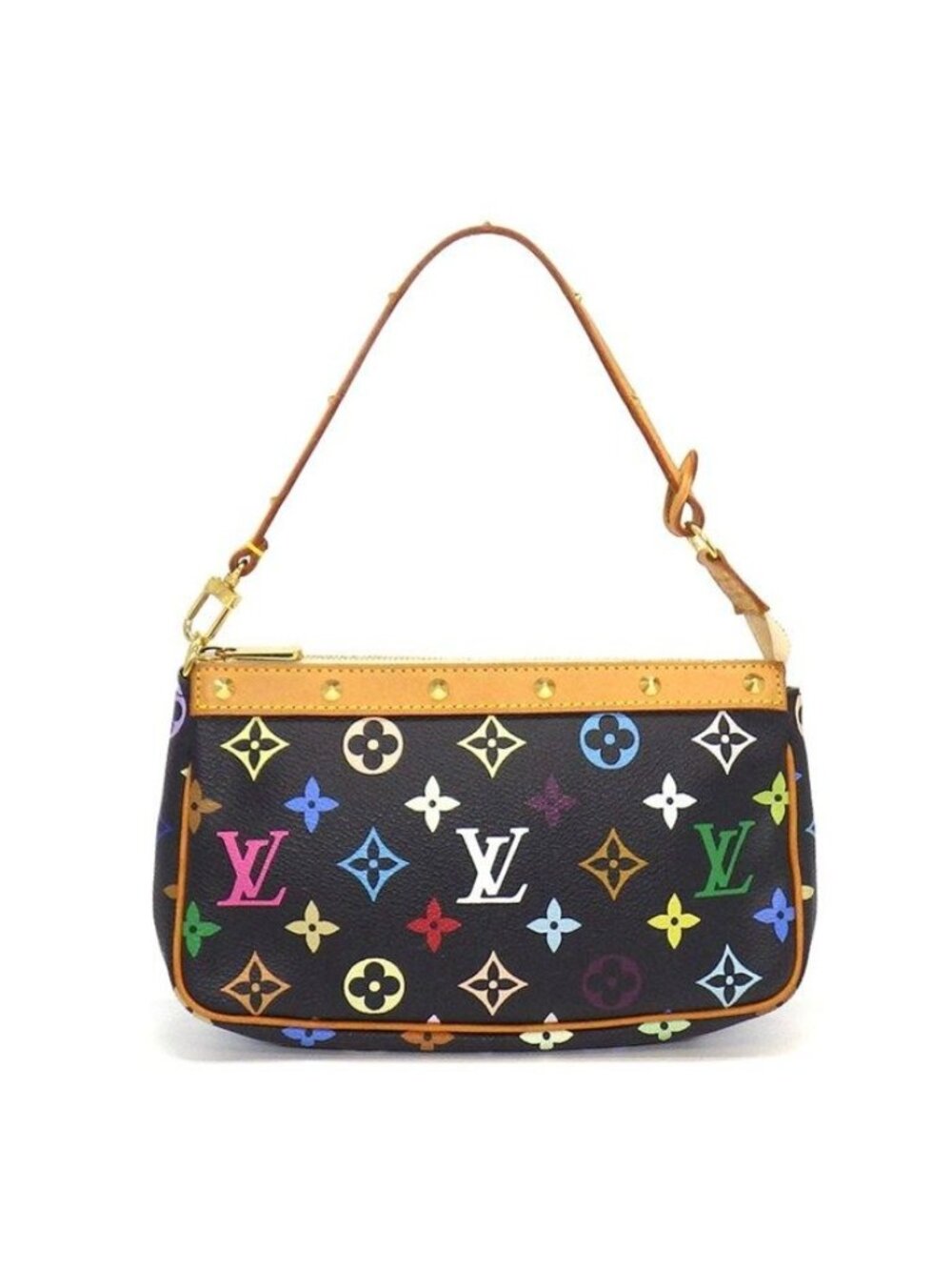 Louis Vuitton Handbag Pochette Accessoires Black Monogram Multicolor Leather